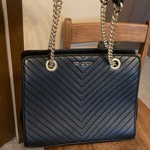 Karl Lagerfeld Paris Charlotte Quilted Leather Satchel Shoulder Bag Like New!